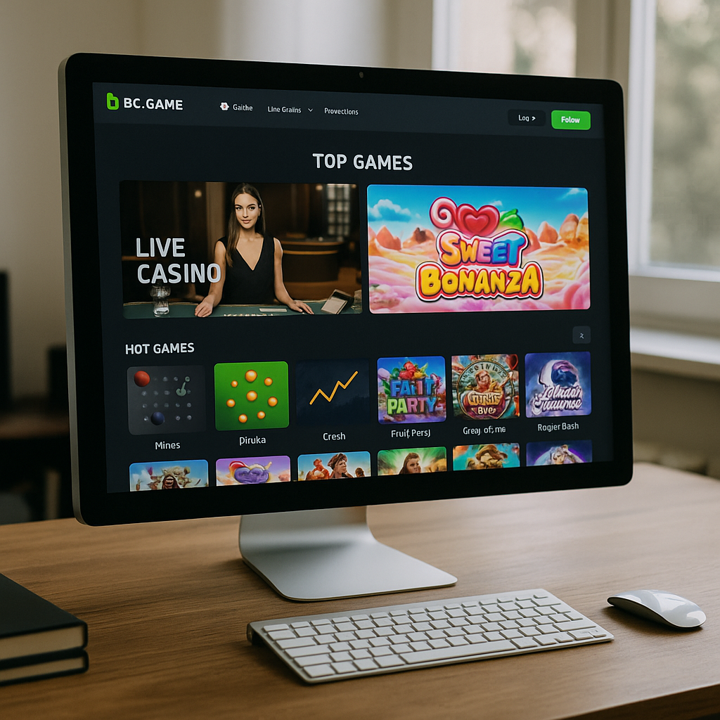 BC.Game - Desktop platformos sąsaja - Intuityvus dizainas lietuviams